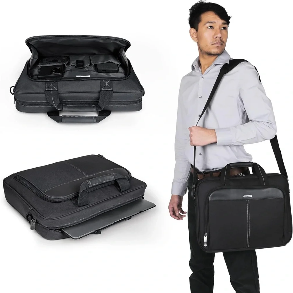 Slim Laptop Bag - Ergonomic Briefcase and Messenger Bag Foam Padded for Laptop